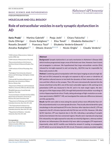 ilaria prada cnr|Role of microglial extracellular vesicles in the propagation of early .